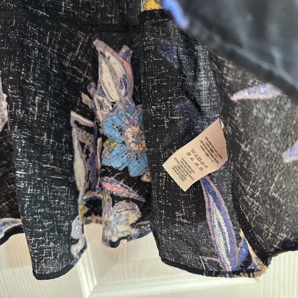 Free People Summer in Tulum Linen Blend Floral Tunic Top Dress Black Floral Lrg - Picture 5 of 8